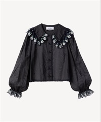 エーデルワイスプリントブラウス(navy-36)