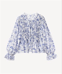 トワル ド ジュイ プリントスモッキングブラウス(white-36)