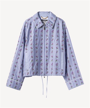 スミレ刺繍プリントジャケット(blue-36)