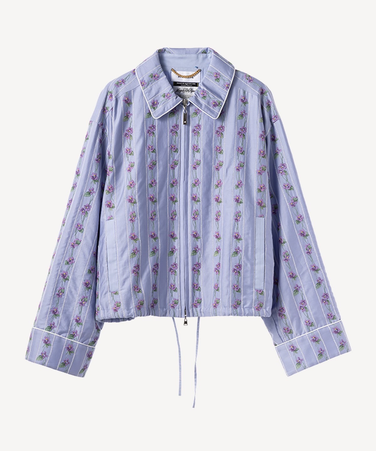 スミレ刺繍プリントジャケット(blue-36)