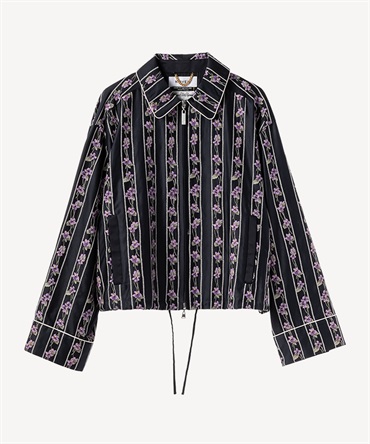 スミレ刺繍プリントジャケット(navy-36)