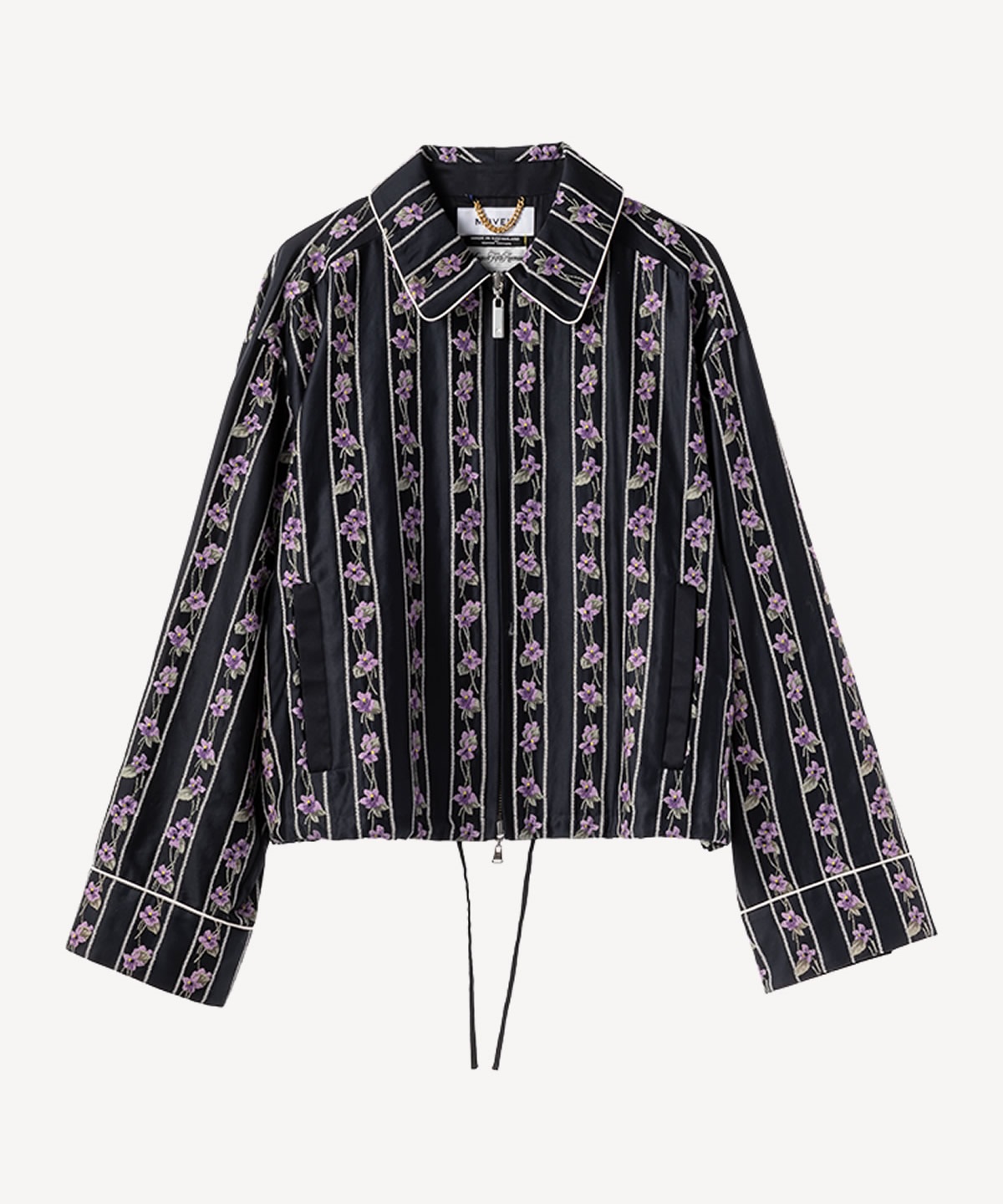 スミレ刺繍プリントジャケット(navy-36)