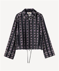 スミレ刺繍プリントジャケット(navy-36)