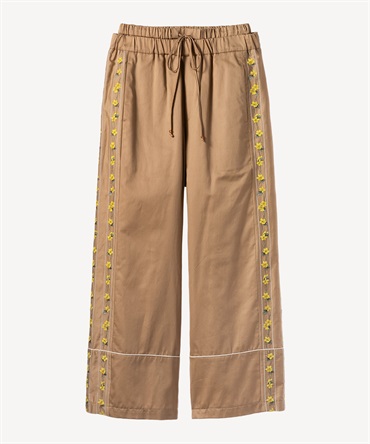 スミレ刺繍プリントパンツ(camel-36)