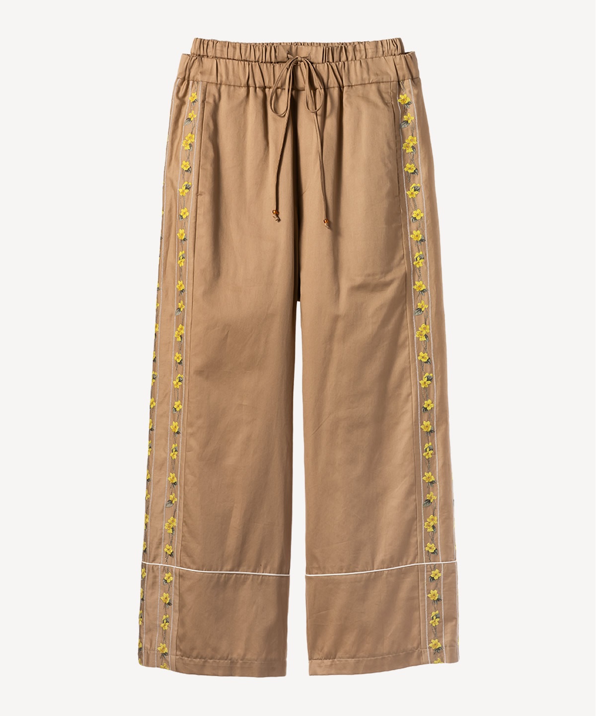 スミレ刺繍プリントパンツ(camel-36)