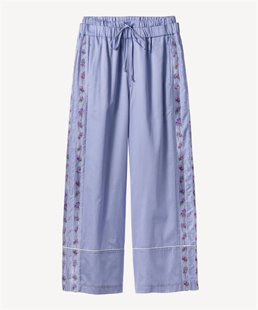 スミレ刺繍プリントパンツ(blue-36)