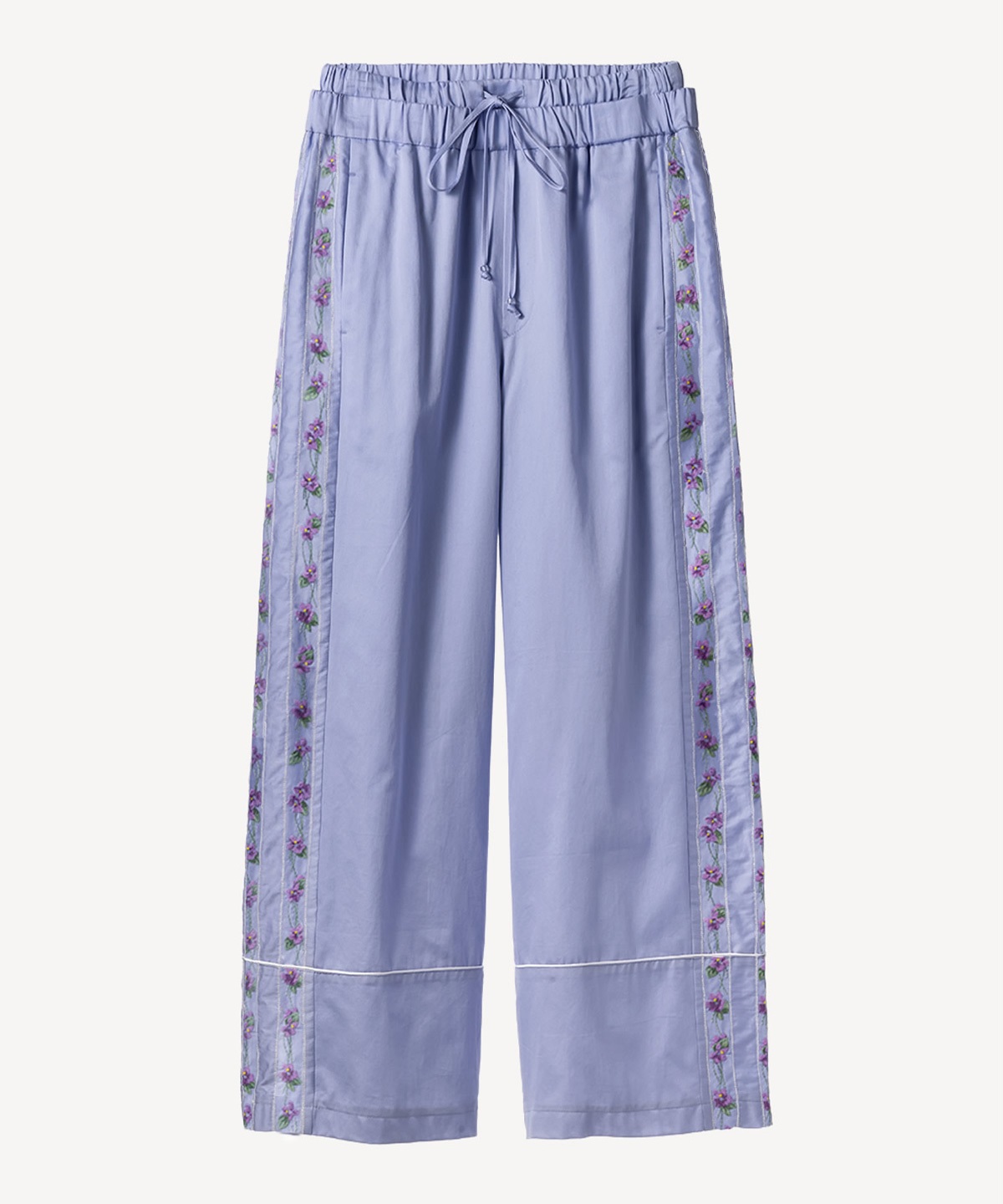 スミレ刺繍プリントパンツ(blue-36)