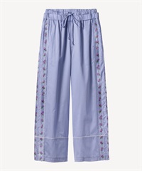 スミレ刺繍プリントパンツ(blue-36)