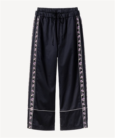 スミレ刺繍プリントパンツ(navy-36)