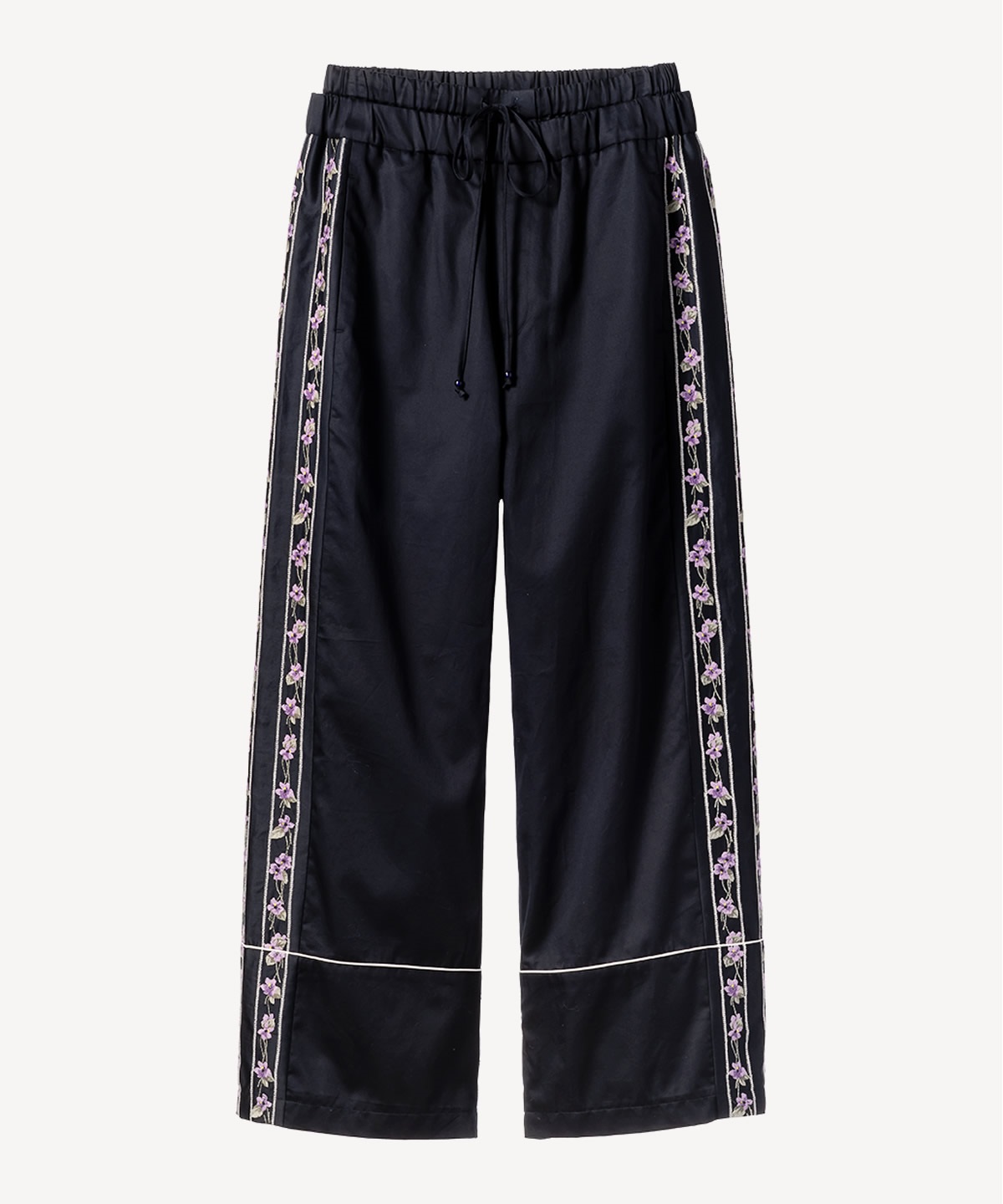 スミレ刺繍プリントパンツ(navy-36)