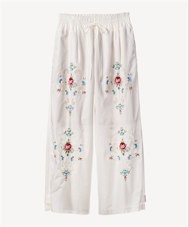 ビーズフラワー刺繍パンツ(white-34)