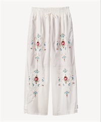 ビーズフラワー刺繍パンツ(white-34)