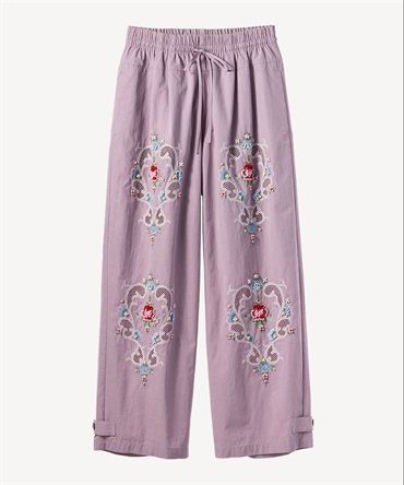 ビーズフラワー刺繍パンツ(lilac-34)