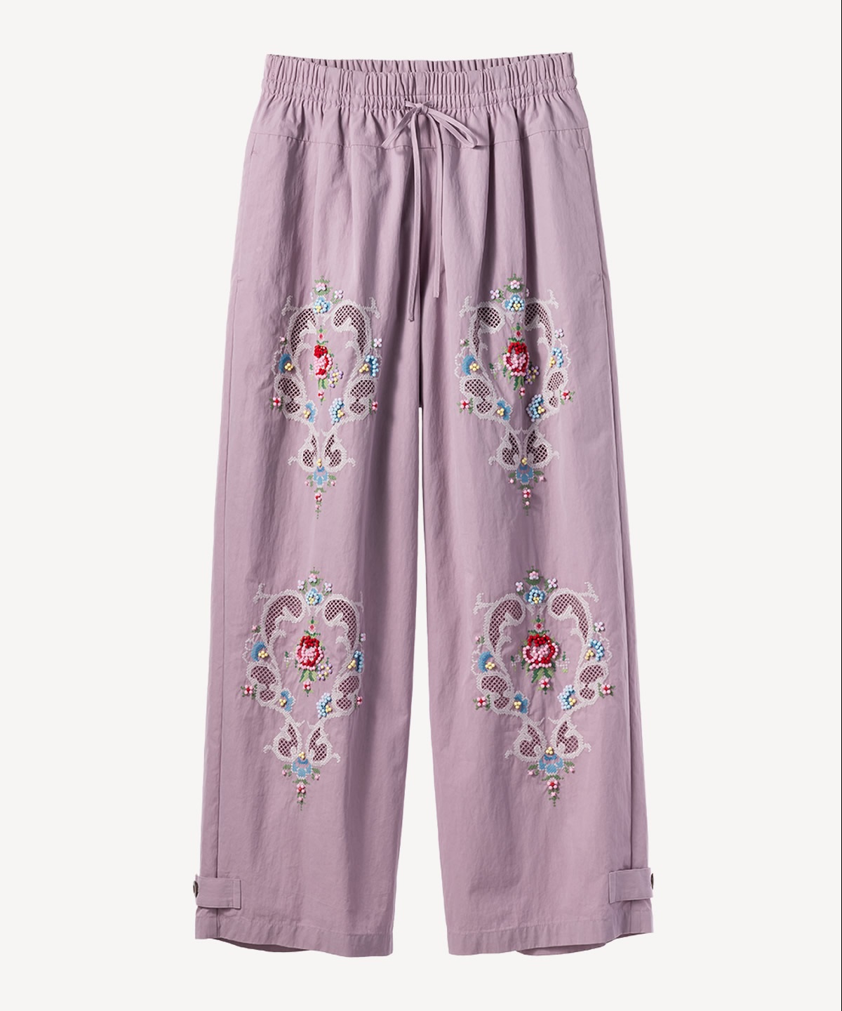 ビーズフラワー刺繍パンツ(lilac-34)