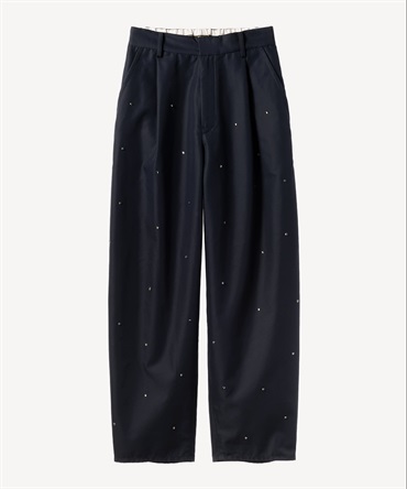 ビジュー付きチノパンツ(navy-36)