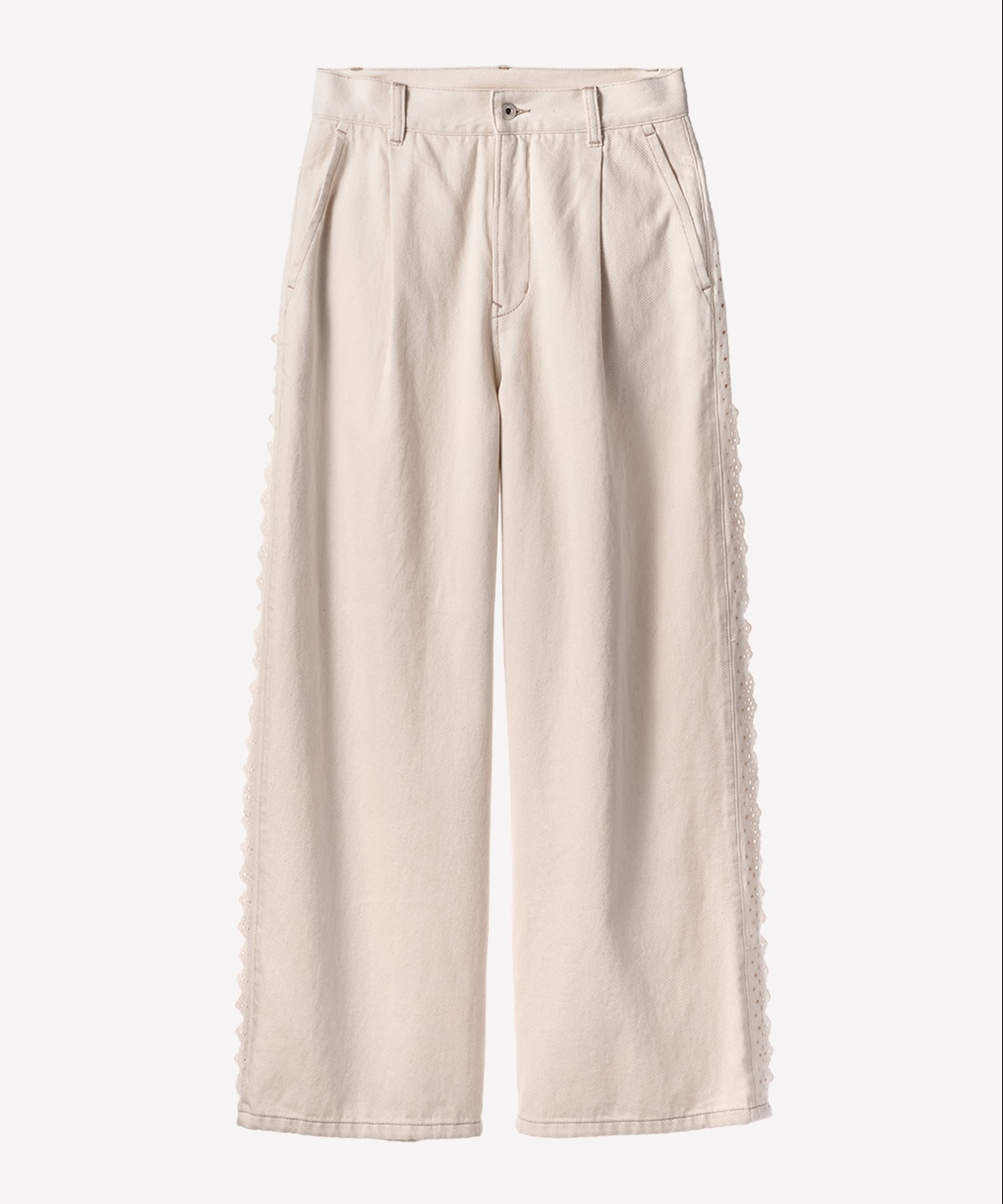 サイドレースデニムパンツ(ecru-34)