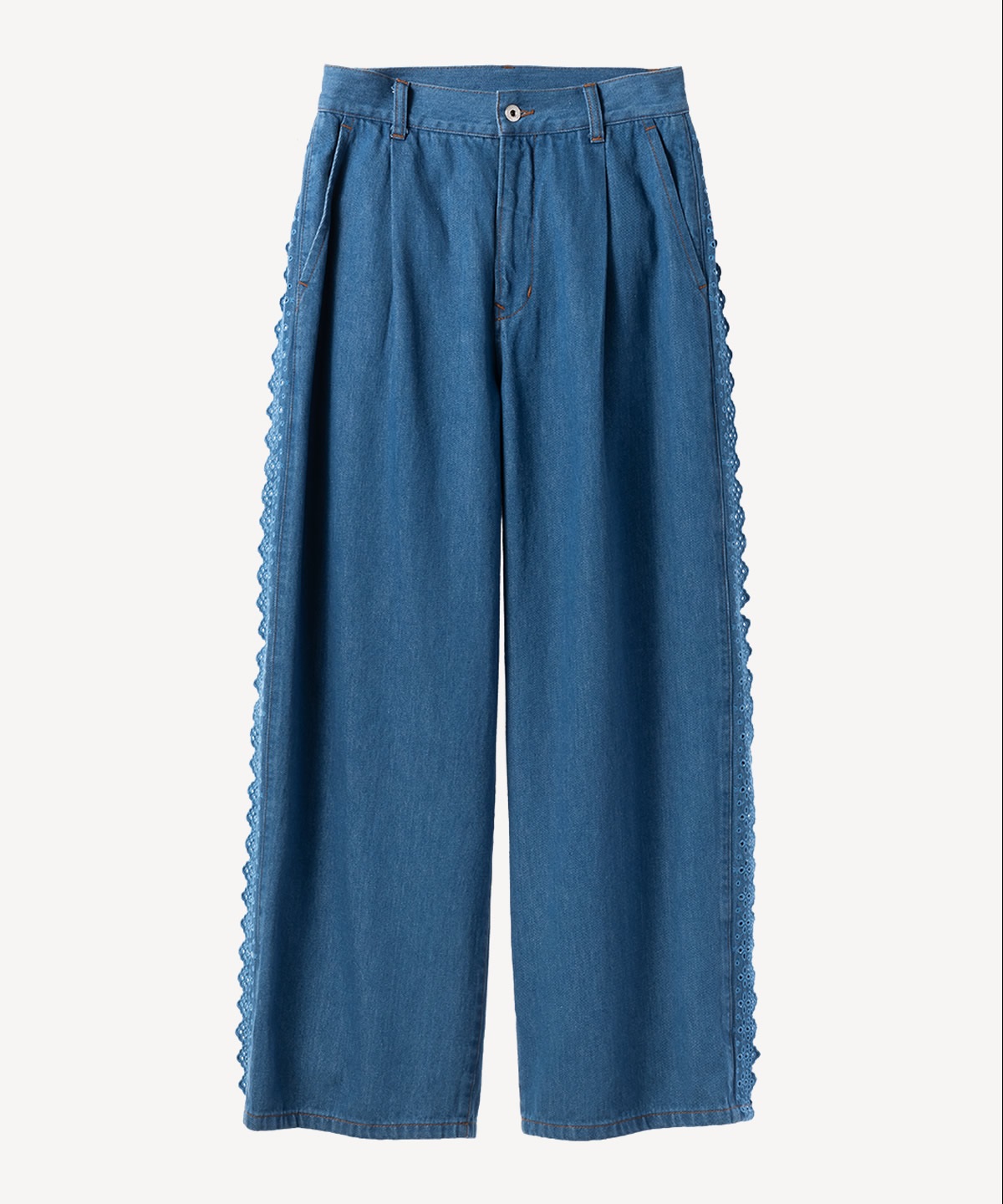 サイドレースデニムパンツ(blue-34)