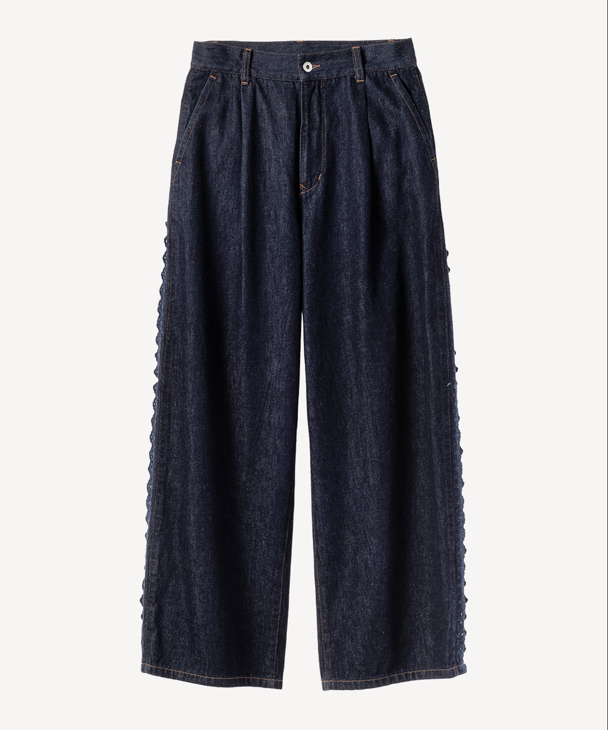 サイドレースデニムパンツ(indigo-34)