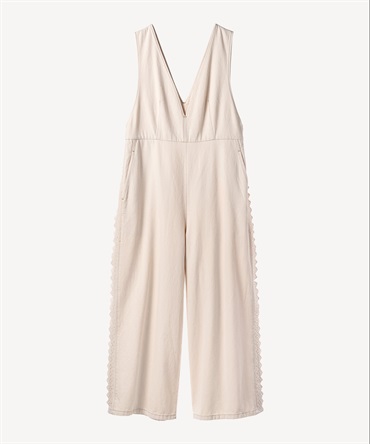 サイドレースデニムサロペットパンツ(ecru-36)