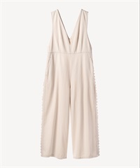 サイドレースデニムサロペットパンツ(ecru-36)