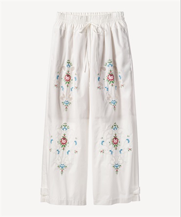 フラワー刺繍パンツ(white-34)