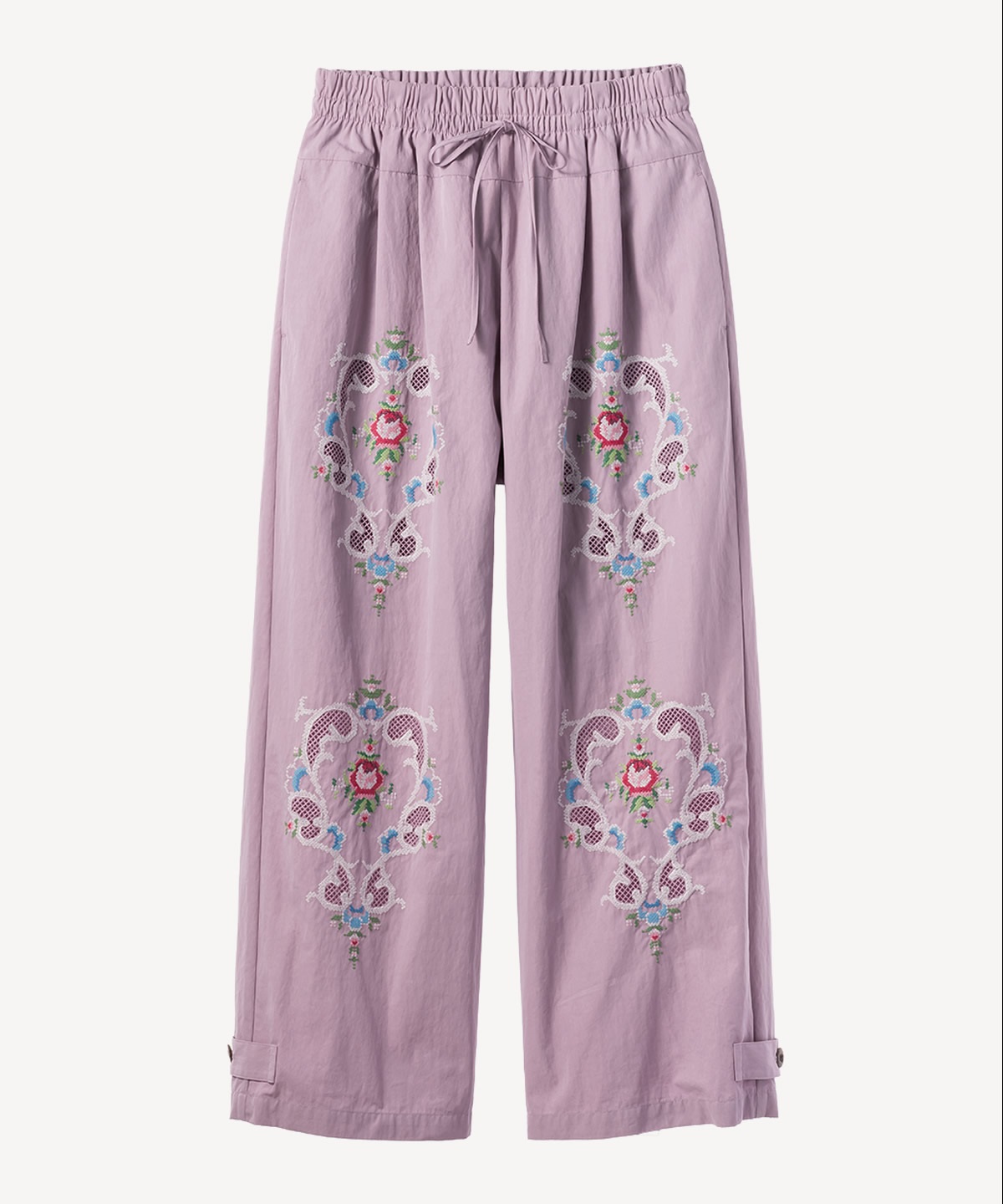 フラワー刺繍パンツ(lilac-34)