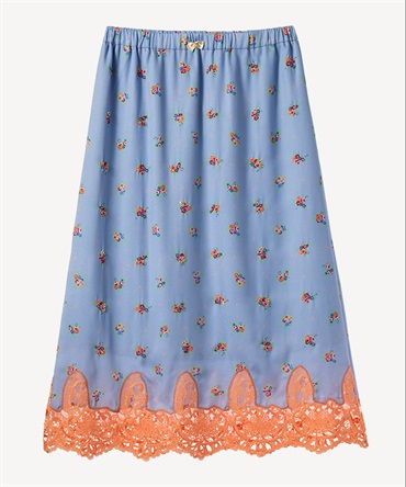 ティーカップフラワープリント刺繍スカート(light blue-36)