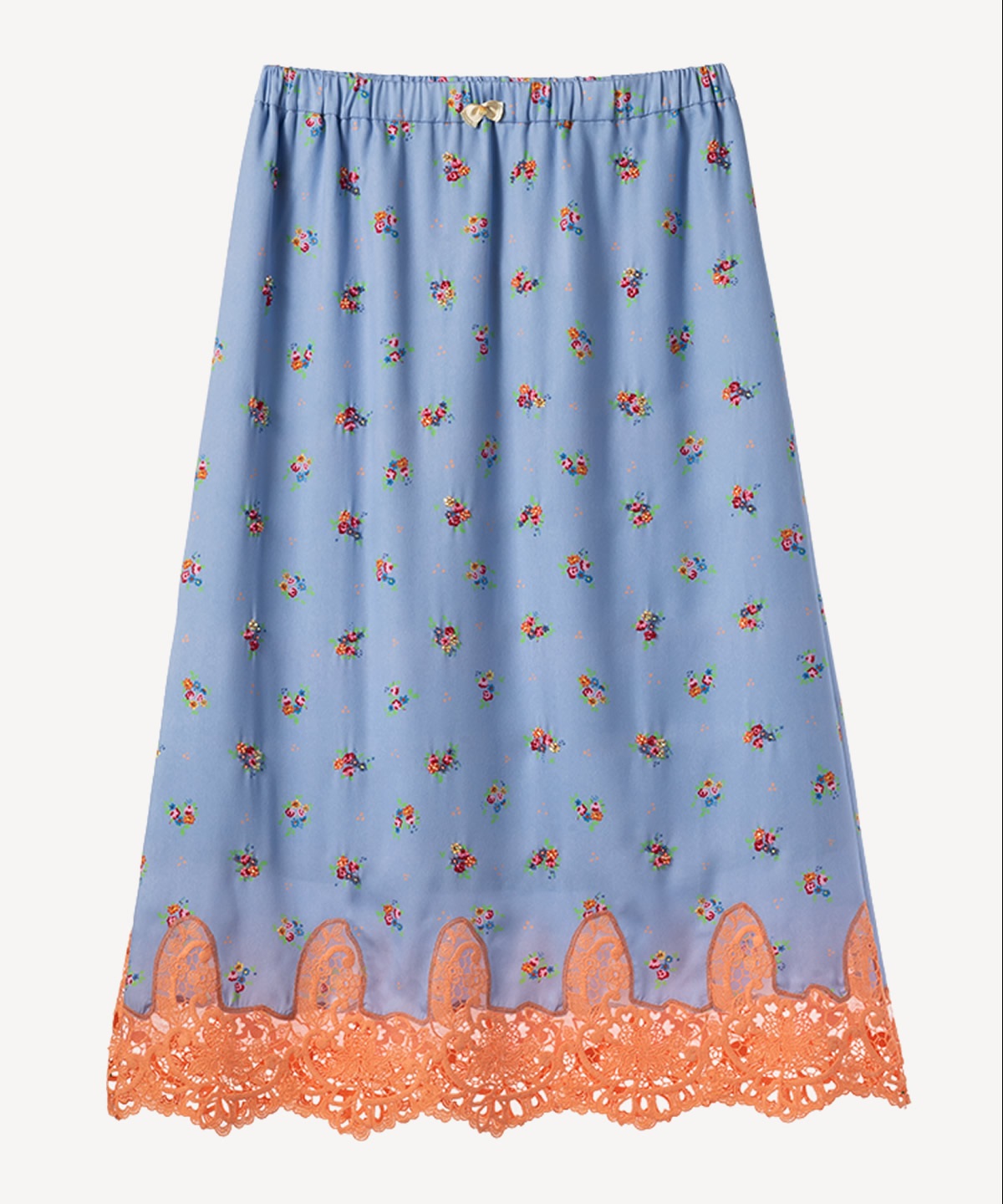 ティーカップフラワープリント刺繍スカート(light blue-36)