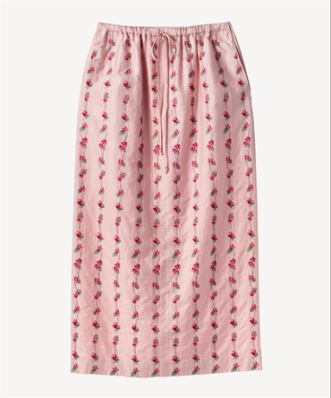 スミレ刺繍プリントスカート(pink-36)