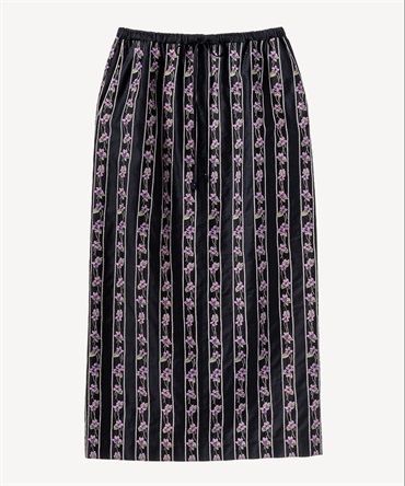 スミレ刺繍プリントスカート(navy-36)