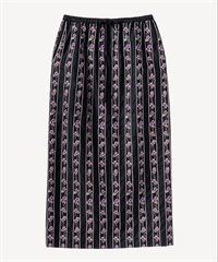 スミレ刺繍プリントスカート(navy-36)