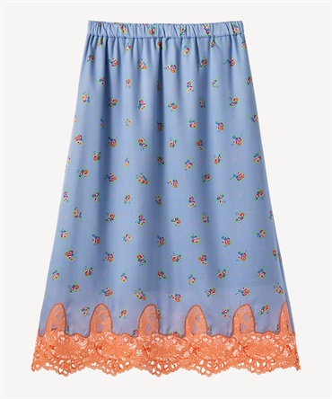ティーカップフラワープリントスカート(light blue-36)