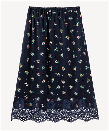 ティーカップフラワープリントスカート(navy-36)