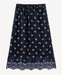 ティーカップフラワープリントスカート(navy-36)