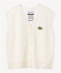 スミレビーズブローチ付き編み込みカーディガン(white-36)