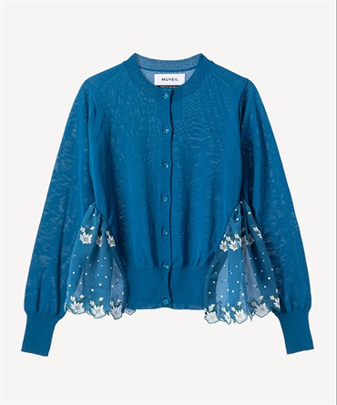 エーデルワイスプリントカーディガン(blue-36)