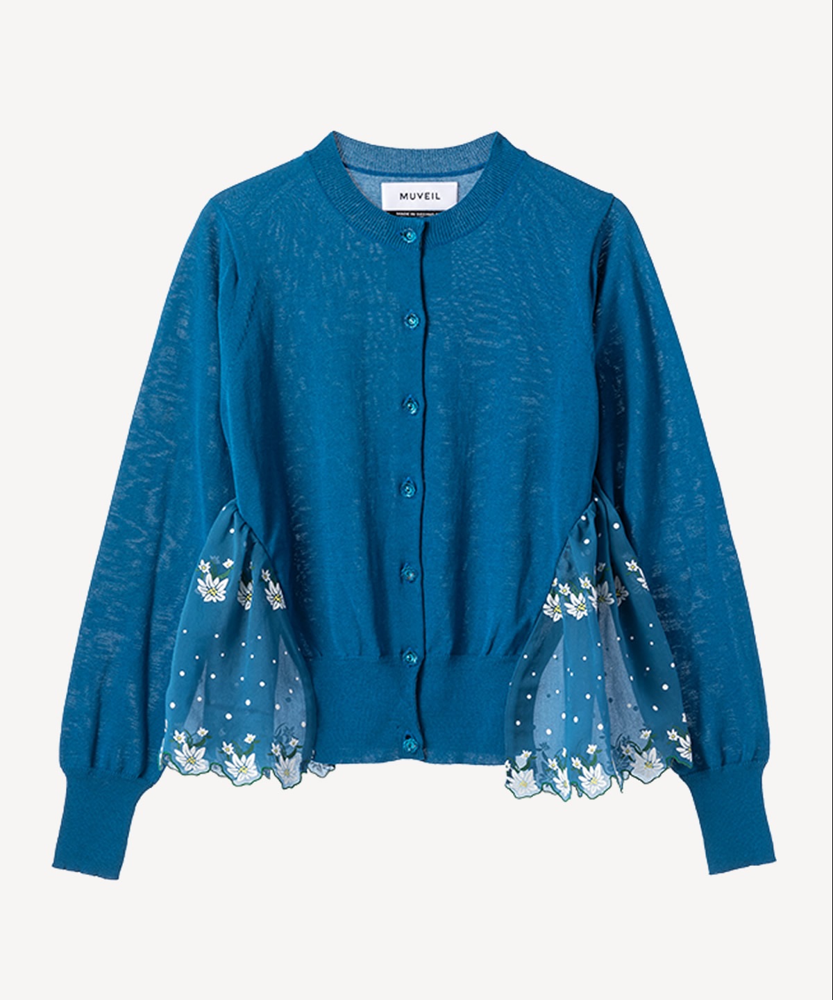 エーデルワイスプリントカーディガン(blue-36)