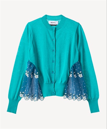 エーデルワイスプリントカーディガン(turquoise-36)