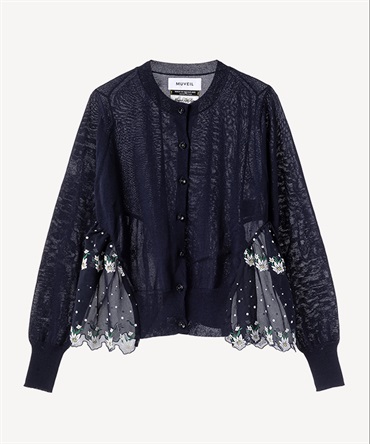 エーデルワイスプリントカーディガン(navy-36)