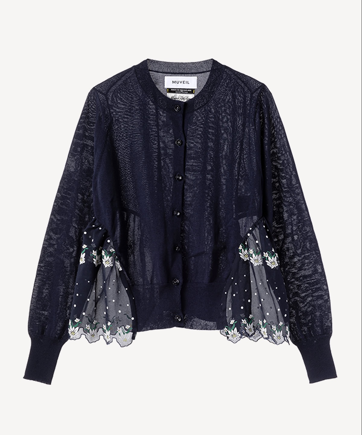 エーデルワイスプリントカーディガン(navy-36)