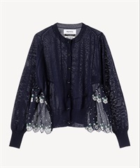 エーデルワイスプリントカーディガン(navy-36)