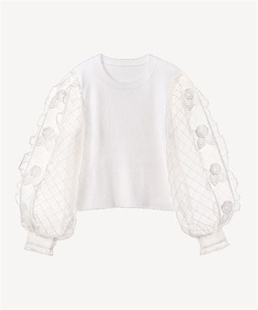 シアータックスリーブニットプルオーバー(white-36)