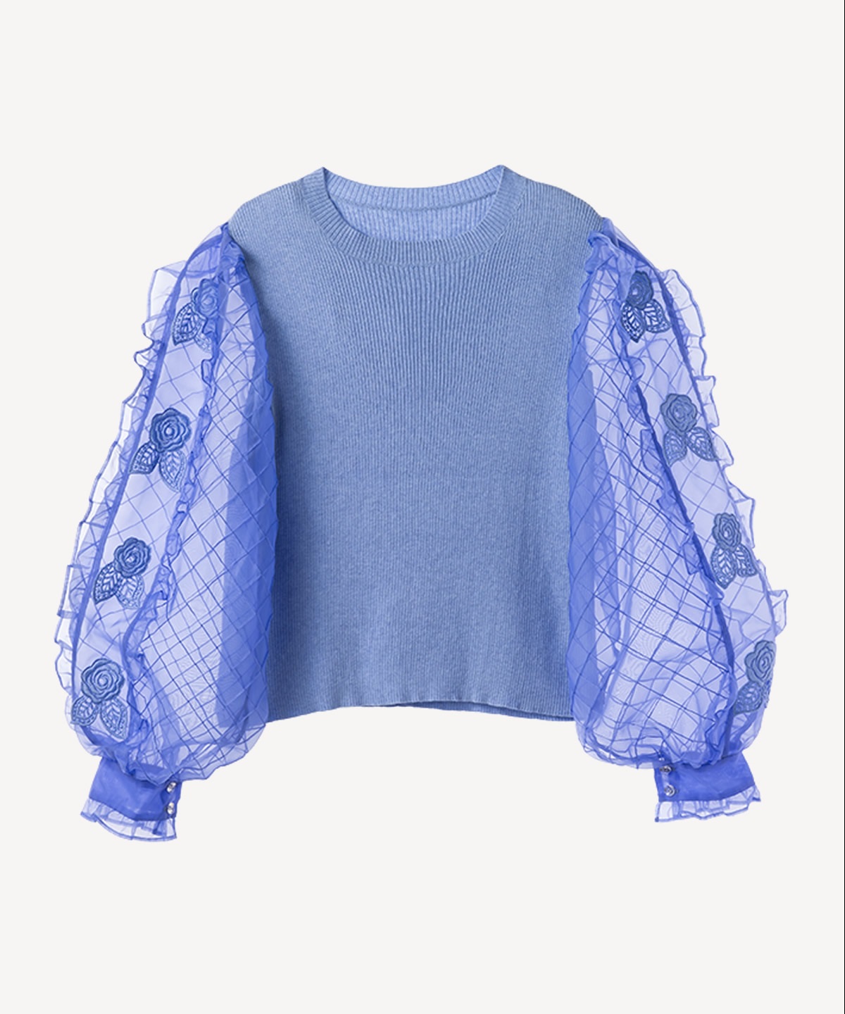 シアータックスリーブニットプルオーバー(blue-36)