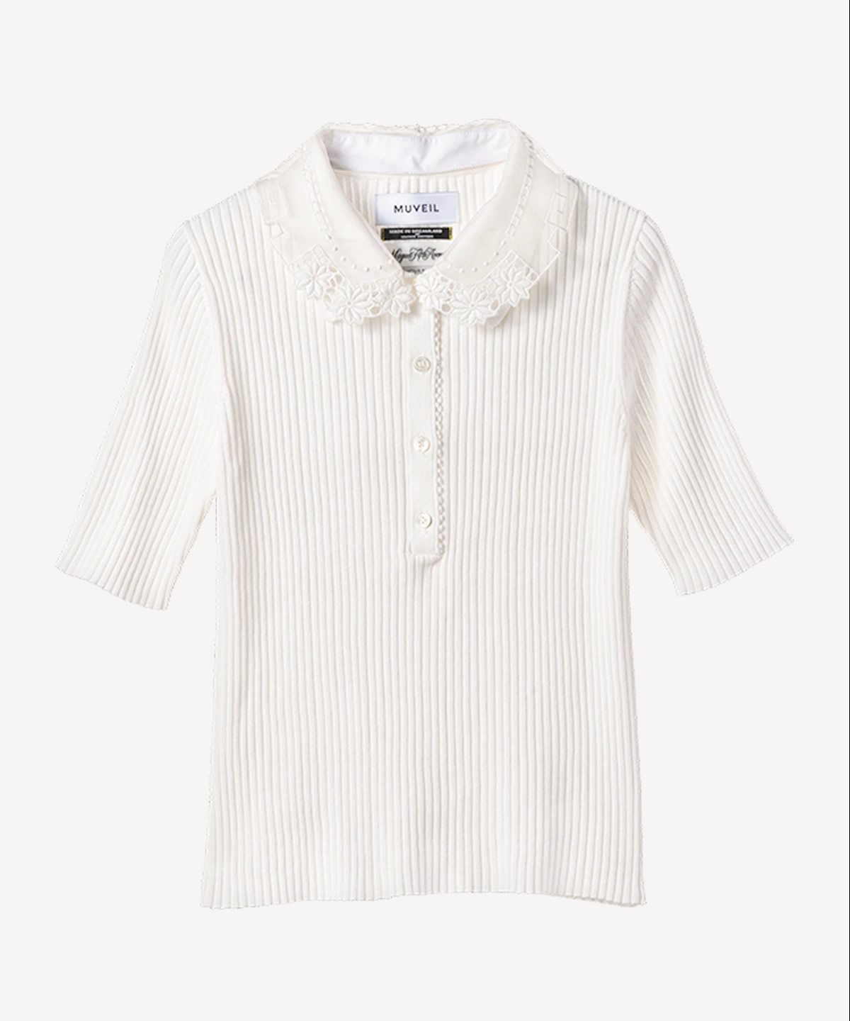 レースカラー付きポロプルオーバー(white-36)