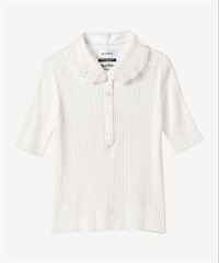 レースカラー付きポロプルオーバー(white-36)