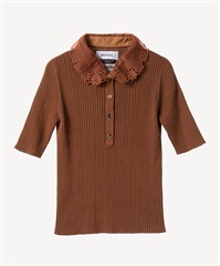 レースカラー付きポロプルオーバー(brown-36)