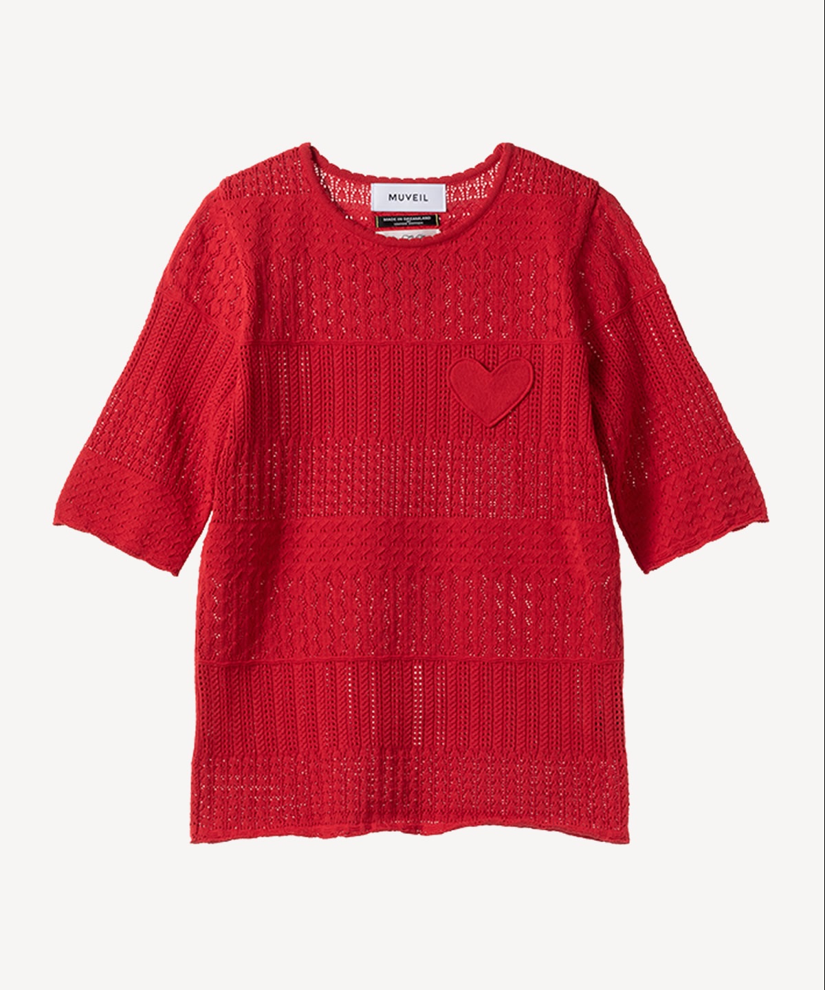 柄編みニットソー(red-36)