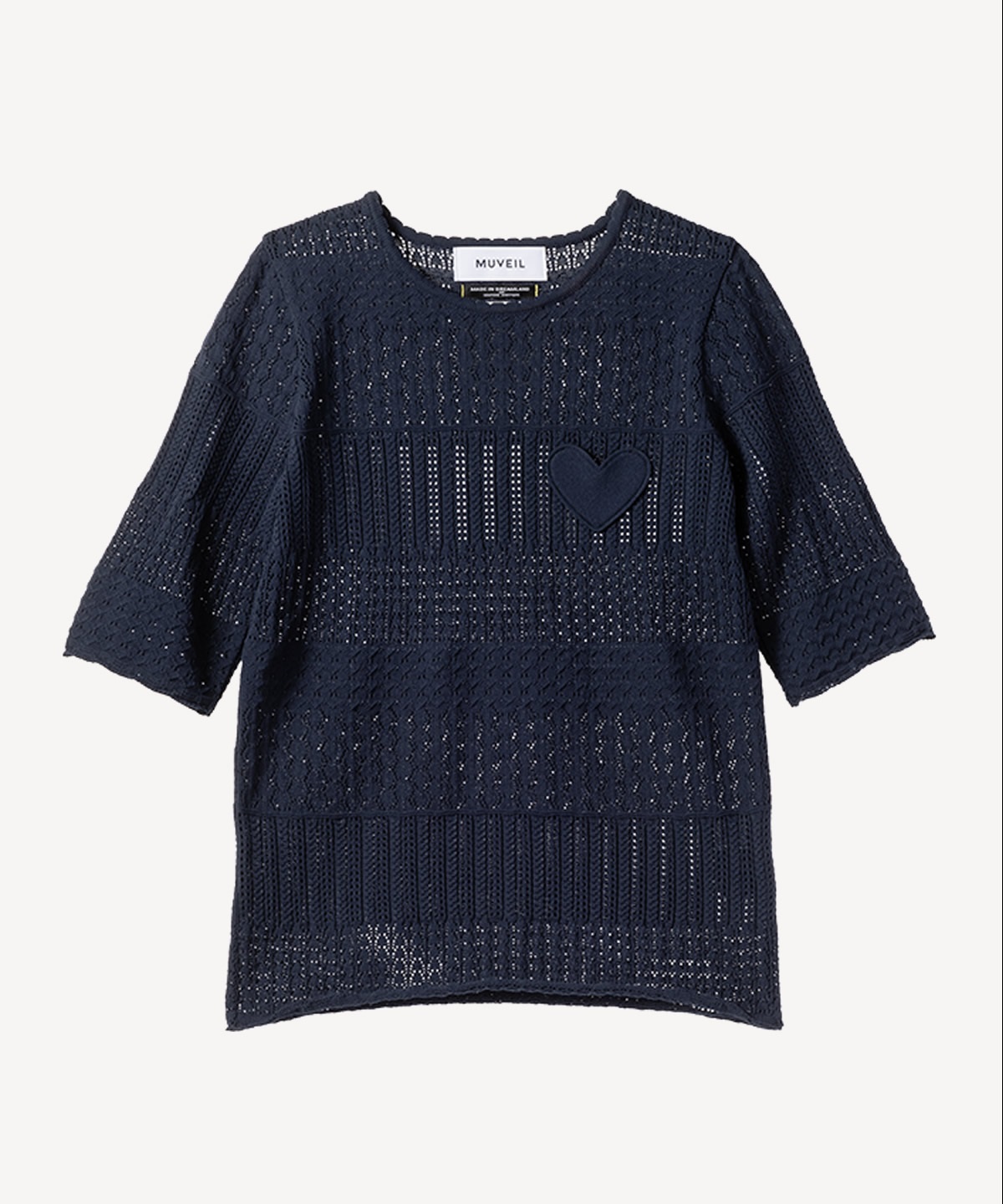 柄編みニットソー(navy-36)