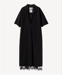 レースカラー付きポロワンピース(black-36)