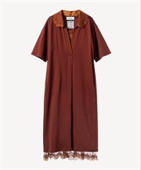 レースカラー付きポロワンピース(brown-36)